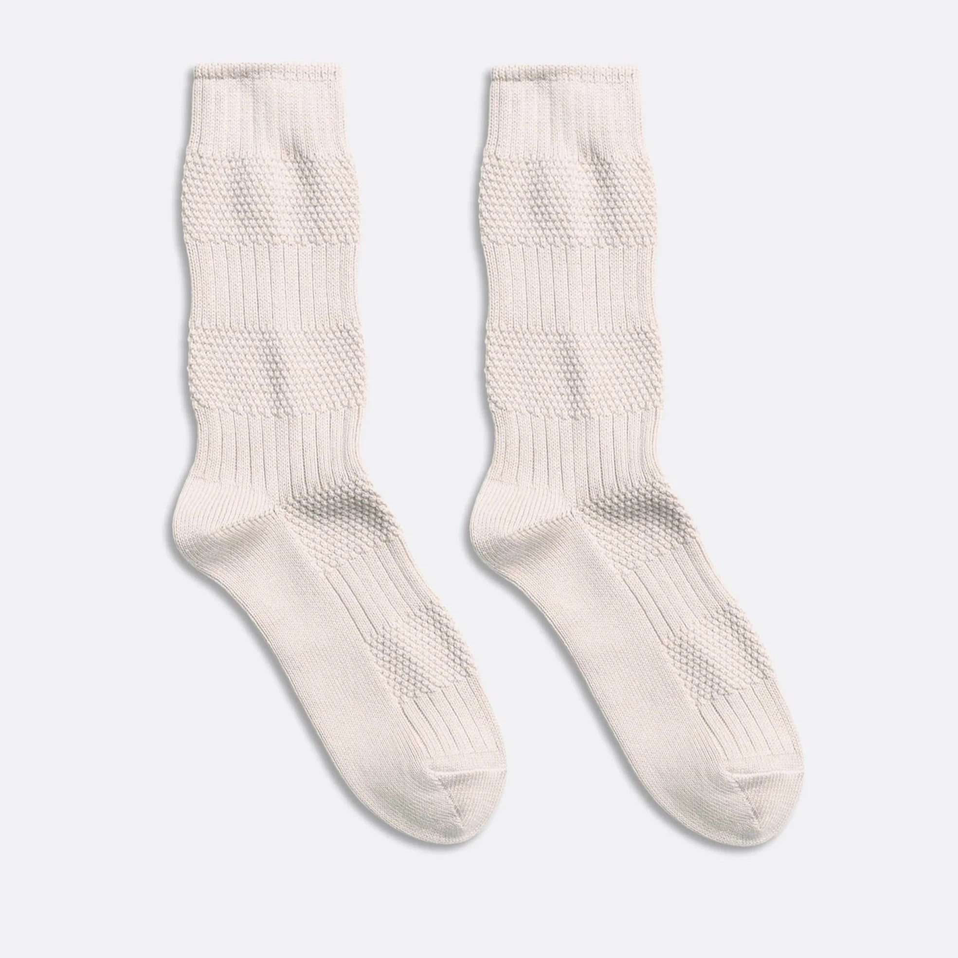 Textured Stripe Socks: Ecru