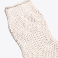 Textured Stripe Socks: Ecru
