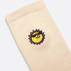 Sunny Motif Socks: Off White