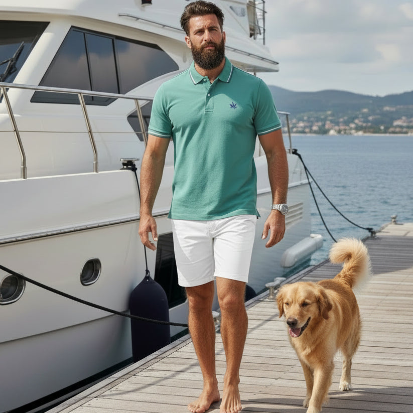1983 Tipped Pique Polo S/S: Seafoam