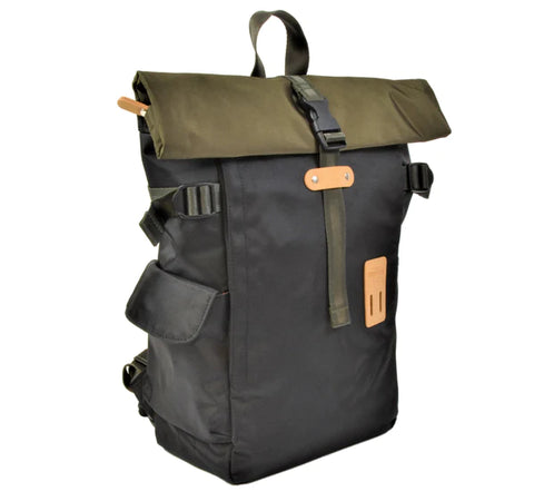 Two-Tone Rolltop Backpack: Black Olive