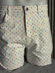 Palm Springs Rainbow Skulls Stretch Short: White