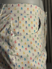 Palm Springs Rainbow Skulls Stretch Short: White