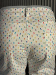 Palm Springs Rainbow Skulls Stretch Short: White