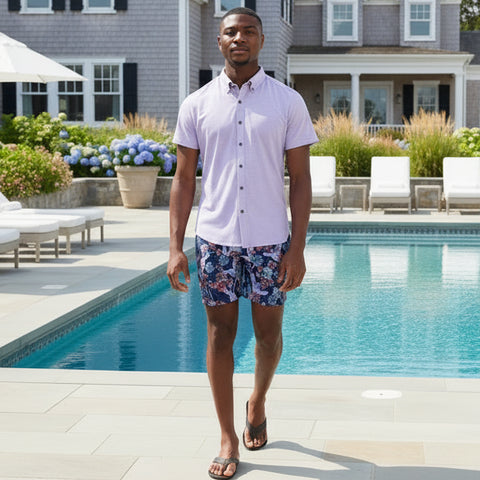Tobias Knit Button Down S/S: Lavender
