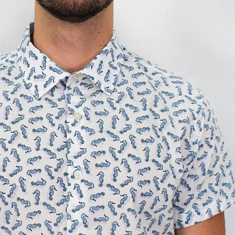 Scott Swimming Seahorses Shirt S/S: White