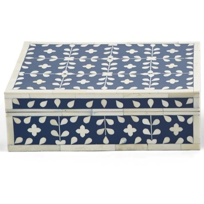 Flowers & Petals Large Hinged Box: Blue & White Tear