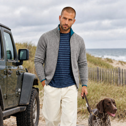 Full-Zip Cardigan L/S: Slate/Teal