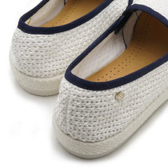 Raffia Slip On: Nude White & Navy