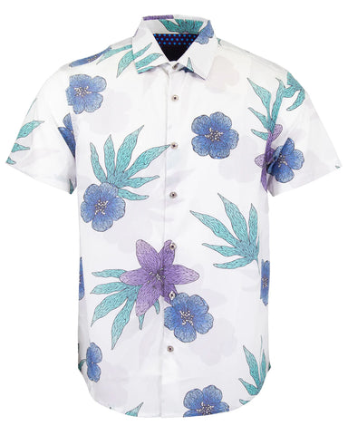 George Floral Shirt S/S: White