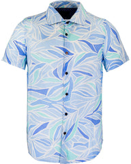 Landon Leaves Shirt S/S: Blue