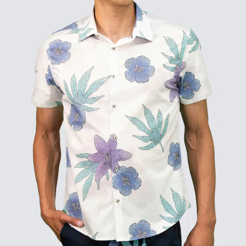 George Floral Shirt S/S: White