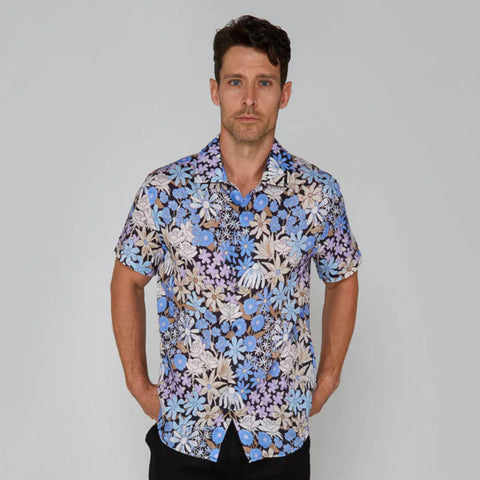 Landon Floral Shirt S/S: Black