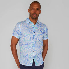Landon Leaves Shirt S/S: Blue