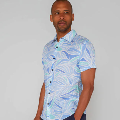 Landon Leaves Shirt S/S: Blue