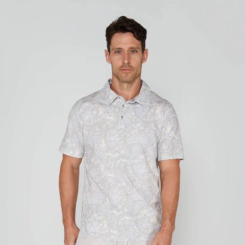 Pietro Paisley Polo S/S: Ivory