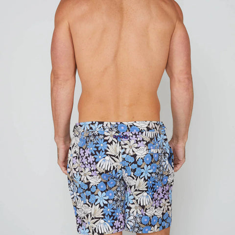 Rough Floral Pool Swim: Black