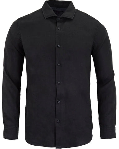 Lionel Linen Shirt L/S: Black