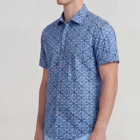 George Tribal Shirt S/S: Blue