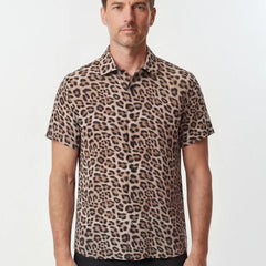 Landon Leopard Shirt S/S: Brown