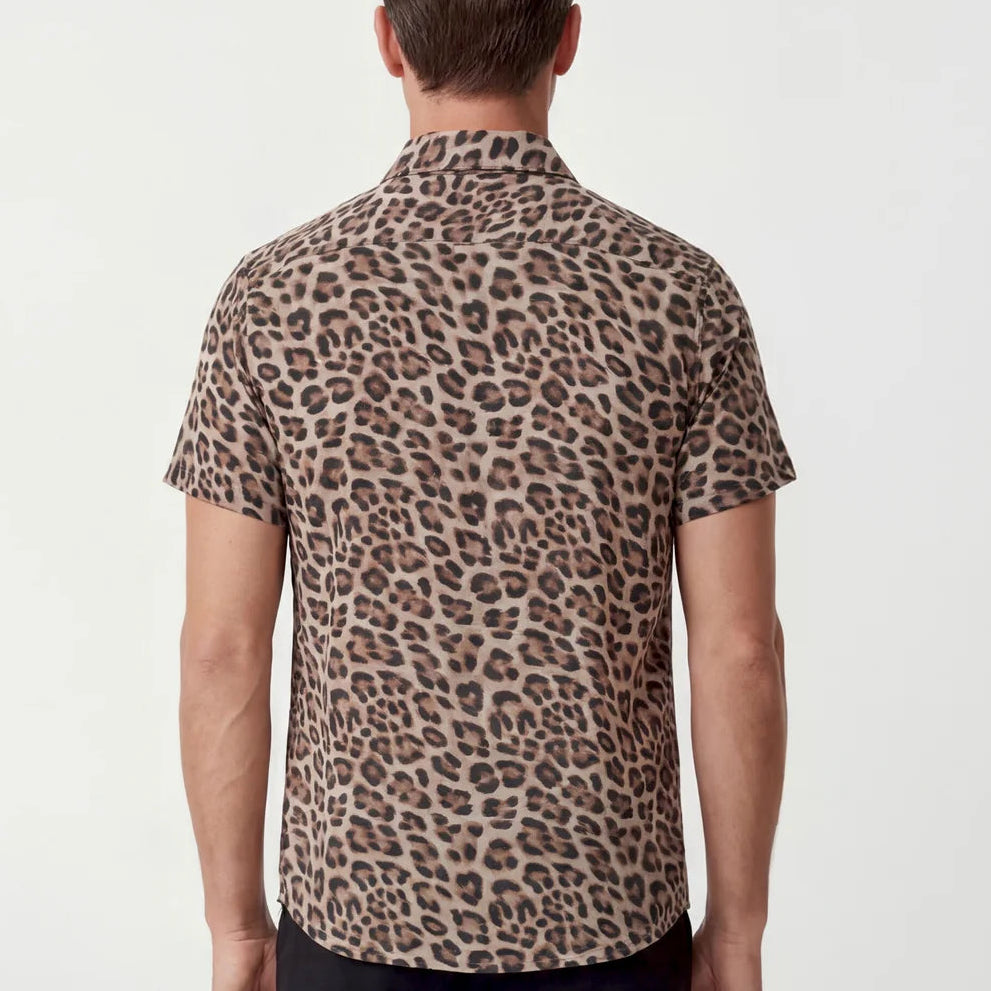 Landon Leopard Shirt S/S: Brown