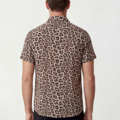 Landon Leopard Shirt S/S: Brown