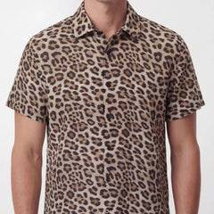 Landon Leopard Shirt S/S: Brown