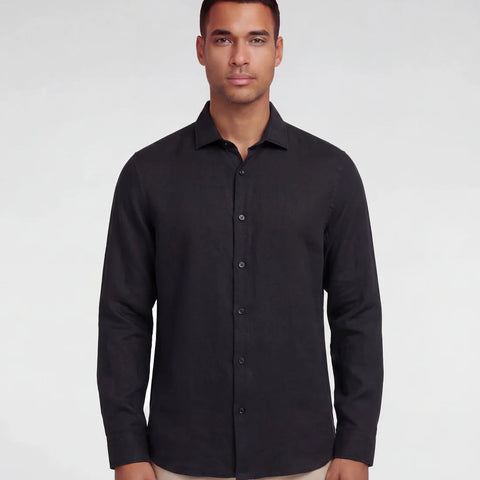 Lionel Linen Shirt L/S: Black