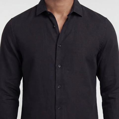 Lionel Linen Shirt L/S: Black