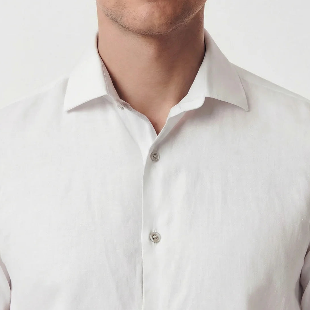Lionel Linen Shirt L/S: White
