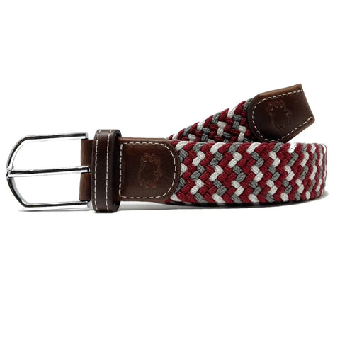 Santa Fe  Stretch Belt: Maroon/Grey