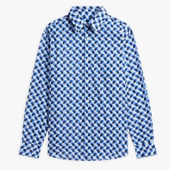 Andy Geometric Print Shirt L/S: Blue