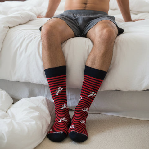 Lobster Stripe Sock: Black/Red