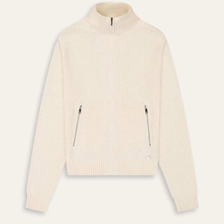 Allen Full-Zip Cardigan Sweater: Ecru