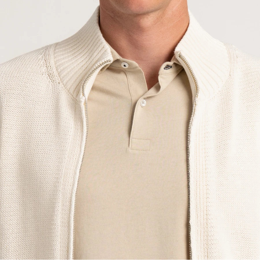Allen Full-Zip Cardigan Sweater: Ecru
