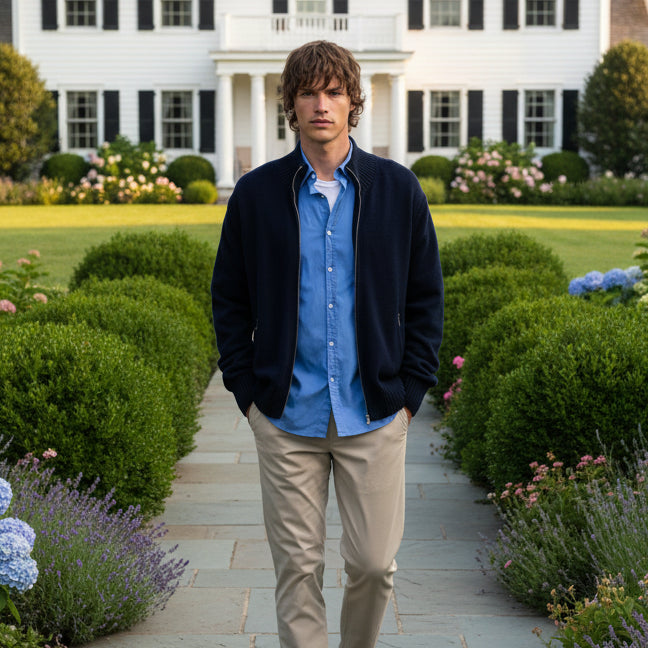 Allen Full-Zip Cardigan Sweater: Navy