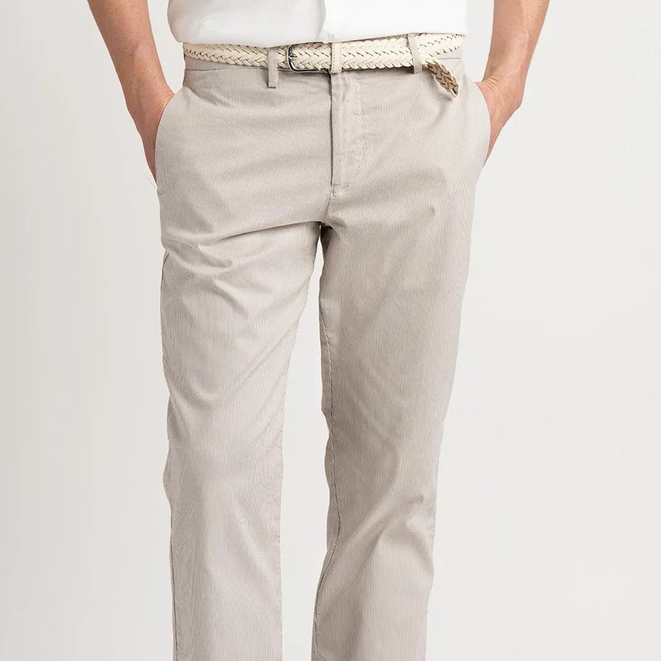 Arno Micro Stripe Chino Pant: Beige
