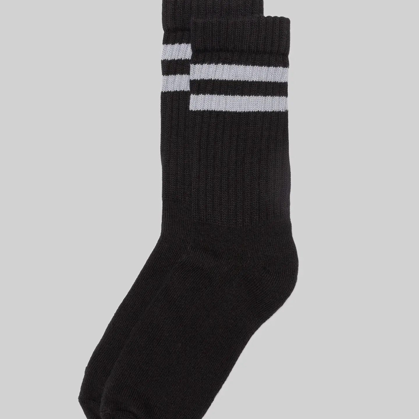 Double Stripe Crew Sock: Black/White