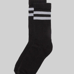 Double Stripe Crew Sock: Black/White