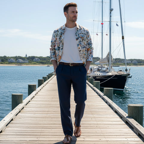 Boston Linen Pant: Navy