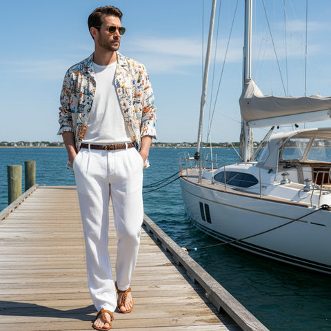 Boston Linen Pant: White