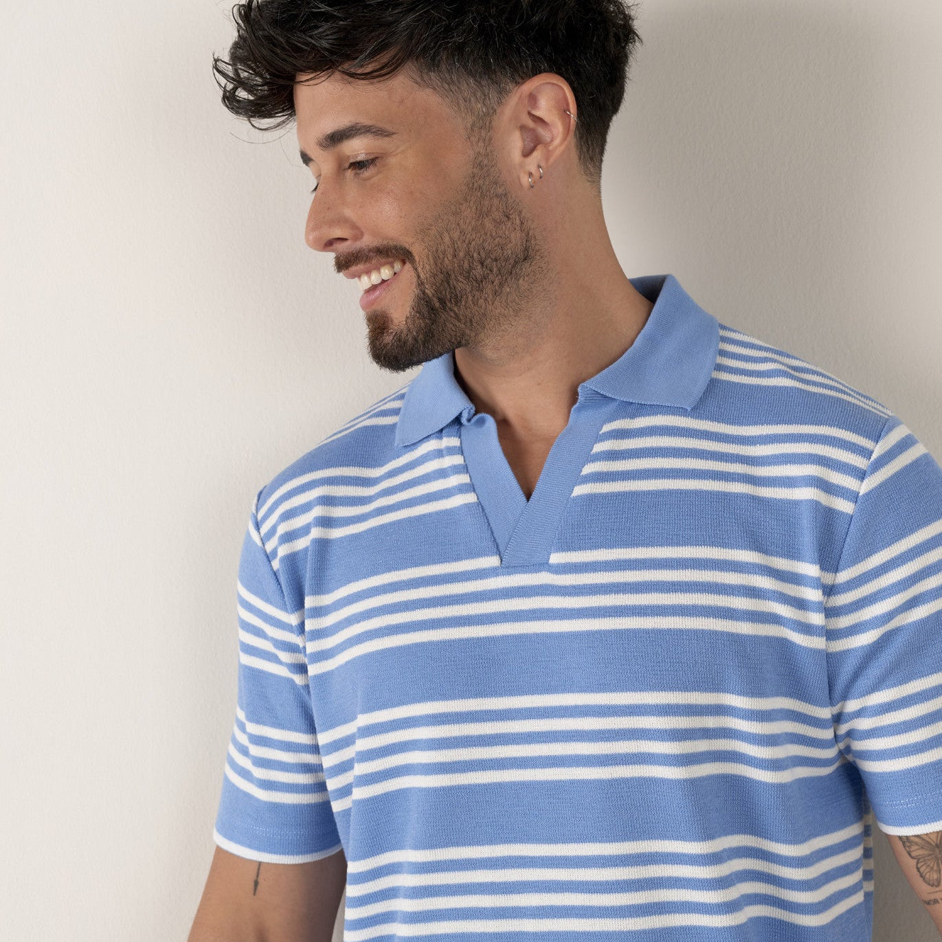 Striped Bolzano Polo S/S: Ocean