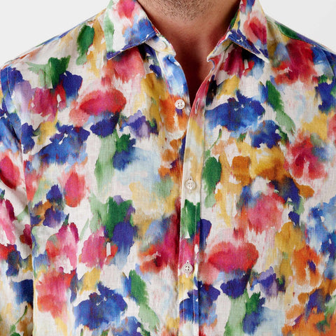 Bombay Paint Print Linen Shirt L/S: Multi