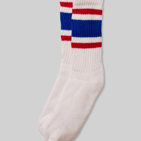 Retro Stripe Crew Sock: Royal/Red