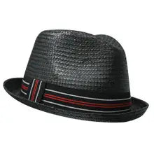 Straw Fedora Hat: Black