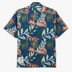 Leaf Print Caracas Shirt S/S: Nation Blue