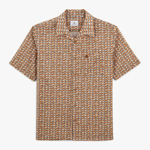 Waves Print Caracas Shirt S/S: Teak
