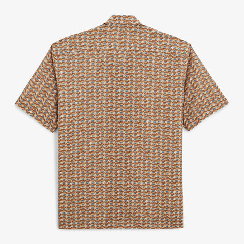 Waves Print Caracas Shirt S/S: Teak