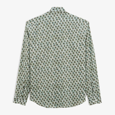 Squares Print Charles Shirt L/S: Almond
