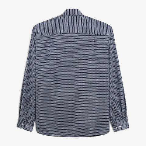 Repeat Hexagon Print Charles Shirt L/S: D. Navy